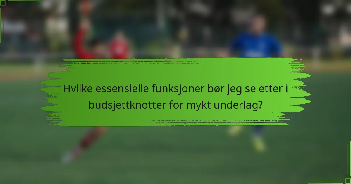 Hvilke essensielle funksjoner bør jeg se etter i budsjettknotter for mykt underlag?